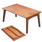 Japanese Floor Table No Assembly Required Bamboo Folding Coffee Small Walnut