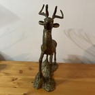 Vintage Large Deer  Stag Brass Reindeer Mid Century Statue 14 Inches Tall