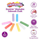 Washable Sidewalk Chalk In Storage Bucket  20 Pieces  8 Assorted Colors  Drivewa