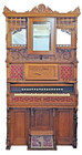 Victorian Oak Beckwith Pump Organ W  Bowed Glass Cabinet Ca  1880s Stick   Ball