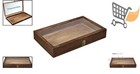 Wood Jewelry Display Case Glass Lid Lock Storage Box For Collectibles Brown