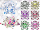 5  130mm Fengshui Crystal Lotus Glass Flower Paperweight Home Office Decoration 