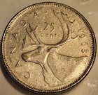 1965 Canada Quarter 25 Cents Elizabeth Ii 80  Silver Coin