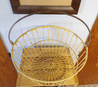 Vintage Wire Egg Basket Yellow Metal Bail Handle Primitive farmhouse 14  X 7 