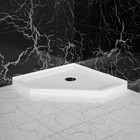 White Beveled Shower Pan With Corner Drain  Acrylic