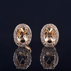Custom Lab Diamond Halo Pave Semi Mount Earrings Oval Cut 6x4mm Solid 14k Yg