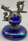 Fantasy Dragon Figurine - Blue Sphere   Iridescent Base - 2 3 8  H