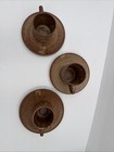 Vtg  3 african Ceram Kloto Togo Glaze Pottery Cup And Saucers Hand Made Signed