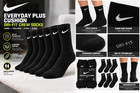 Nike Everyday Plus Cushion Drifit Unisex Crew Socks  Size Large - Black - 6 Pair