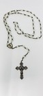 Sterling Silver Crucifix Rosary Clear Crystal Glass Beads 38    Vintage