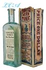 Large Antique Indian Herb Tonic Bottle In Box W full Label Early Bim Blown Glass