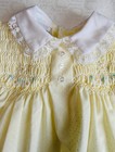 Vtg 80 s Polly Flinders Yellow Embroidered Flowers Dot Lace Dress Ruffled 24 Mos