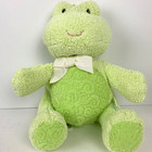 Eden Frog Green Terry Cloth Baby Plush Rattle Swirl Yellow Ribbon Learning Curve