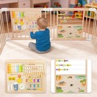 Foldable Wooden Baby Playpen Play Yard Fence W  2 Game Board For Infant Girl Boy