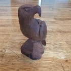 Vintage Native Solid Walnut Wood Eagle Sculpture Hand Carved Art Read