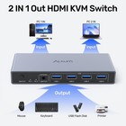 Alxum 2 In 1 Out Usb A Hdmi Kvm Switch-2 Computers 1 Monitor two Mode Switchi   