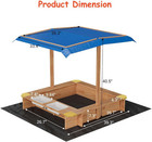 Wooden Sandbox With Uv-resistant Canopy   Side Buckets outdoor Sand Box W cover
