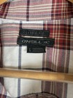 O neill Mens Red   White Plaid Short Sleeve Button Up Pocket Surf Shirt Sz L