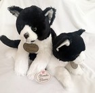 Vtg Russ Berrie Yomiko Classics Black   White Tuxedo Cat Plush Pair set 18  Nos