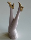 Vintage German Porcelain Pin Cushion Half Doll Legs Gold Shoes 3 25   