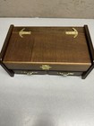 Vintage Nautical Wood Brass Valet Jewelry Trinket Box Organizer Storage