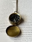 Antiqued Brass Tone Functional Hinged Compass Necklace 15 5   