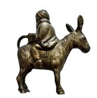 Vintage Bronze Figurine Islamic Man Riding Donkey Brass