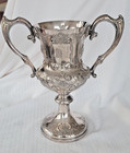 Antique Repousee   Chased Philip Alexander Sheffield Silver Loving Cup Trophy