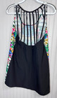 Op Ocean Pacific Womens Tank  M 7 9 Stappy Back Vibrant Floral Vintage 80s
