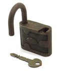 Corbin Brass Vintage Padlock With Key  Ornate Starburst  Not Working - Read