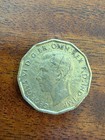 1945 Great Britain Brass Threepence 3 Pence     King George Vi     Circulated Coin