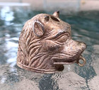 Antique Medieval Style Dense Brass Lion Face - Knife Butt Cap Cane Pommel Finial