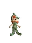 Vintage Lefton Hand Painted Ceramic Green Pixie Elf Figurine Japan