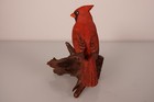 Vintage Hand Carved And Painted Wooden Bird Male Red Cardinal On Driftwood