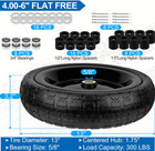 13 Inch Flat Free Wheels Tires 4 00-6 Solid Replacement With Universal 5 8  Axle