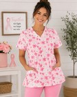 New Zoe   Chloe Breast Cancer Awareness Scrub Top - Size Medium