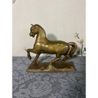 Vintage Rearing Horse Statue Figurine Gold Bronze Painted Cast Metal Stallion