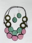 Handmade Tagua Nut Set Necklace And Earrings 