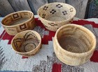 Papago Basket Antique Native American Lot Of 4 Indian Baskets 1920