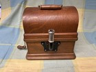 Edison Fireside Phonographs Cylinder Phonograph W  Wooden Case Lid   Crank