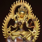 8 6  Old Tibet Buddhism Pure Bronze Gilt Painting Molizhitian Buddha Statue