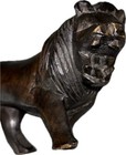 Beautifully Hand Carved Lion Figurine Dark Hardwood  9   