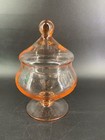 Vintage Pink Glass Apothecary Jar With Lid Empoli 