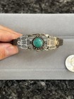 Old Pawn Native American Sterling Silver   Turquoise Thunderbird Cuff Bracelet