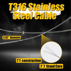 400 Ft 1 32 Inch 316 Stainless Steel Cable Wire Rope 7x7 Strand 100 Pcs Crimp