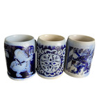 Set Of 3 Vintage German Pottery Beer Steins Blue Stoneware Mugs