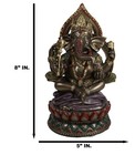 8 h Hindu God Crowned Nritya Ganesha In Yoga Meditation On Lotus Throne Statue