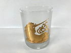 Culver Unicorn 22k Gold Rocks Lowball Frosted Glass Tumbler Mid Century Design