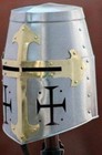 Medieval Templar Crusader Knight Helmet Armor Barbute Roman With Stand
