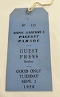 1958 Miss America Pageant Program   Guest Pass Atlantic City Nj